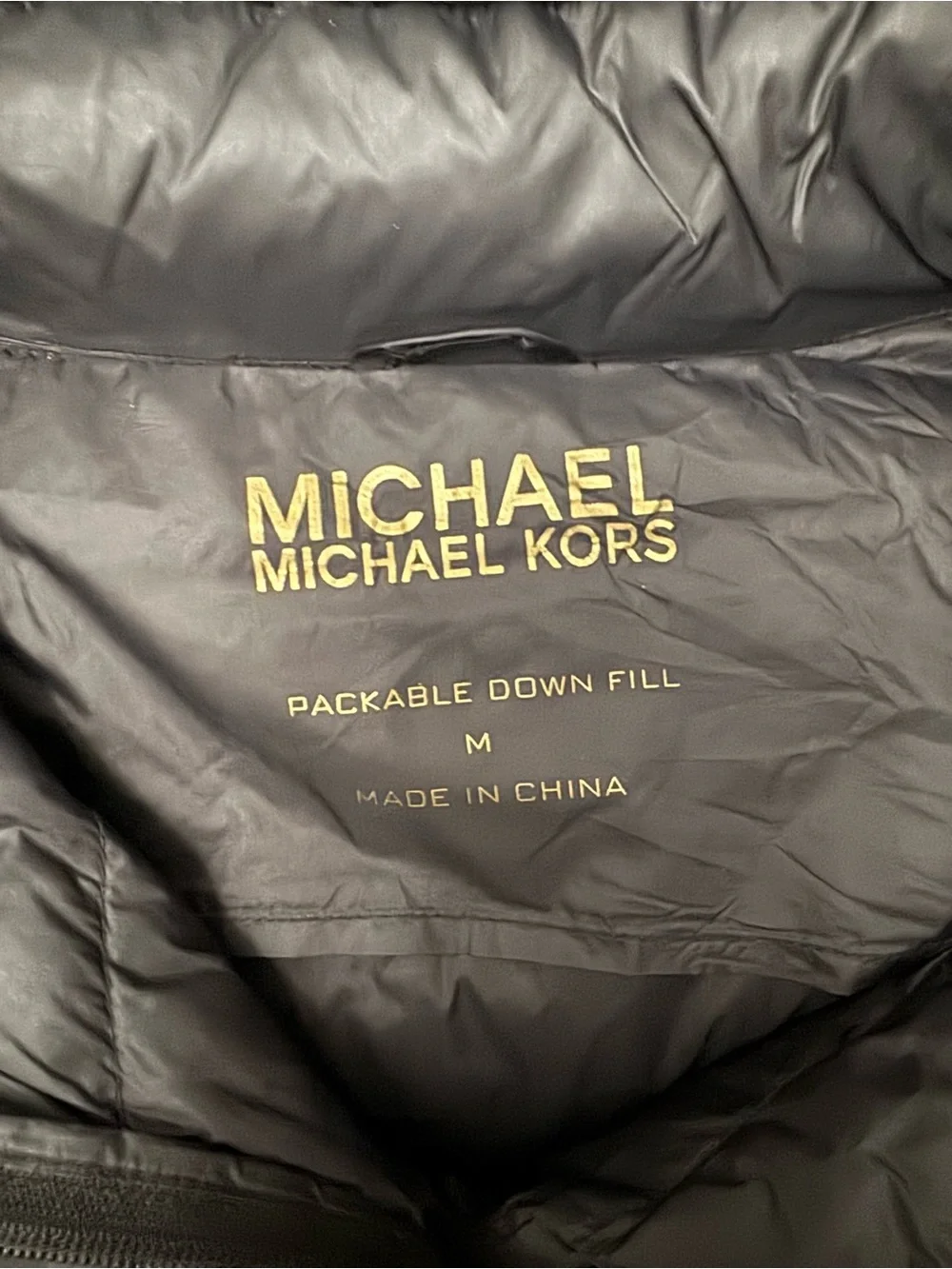 Michael Kors Black Chevron Quilted Packable Puffer Coat